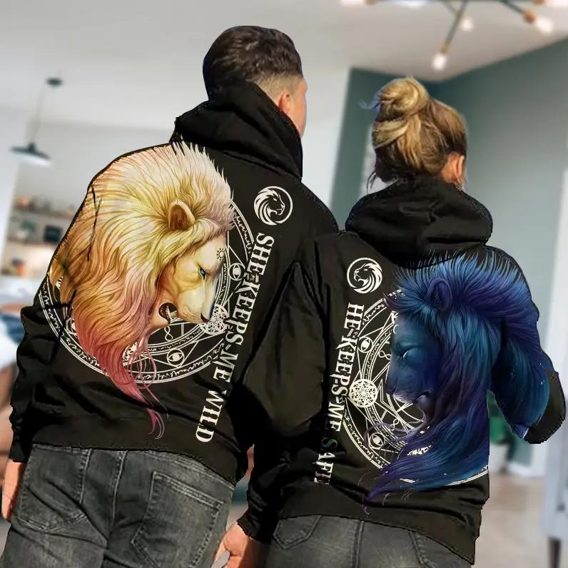 He Keeps Me Safe & She Keeps Me Wild Hoodies For Matching Couple He Keeps Me Safe & She Keeps Me Wild Hoodies For Matching Couple