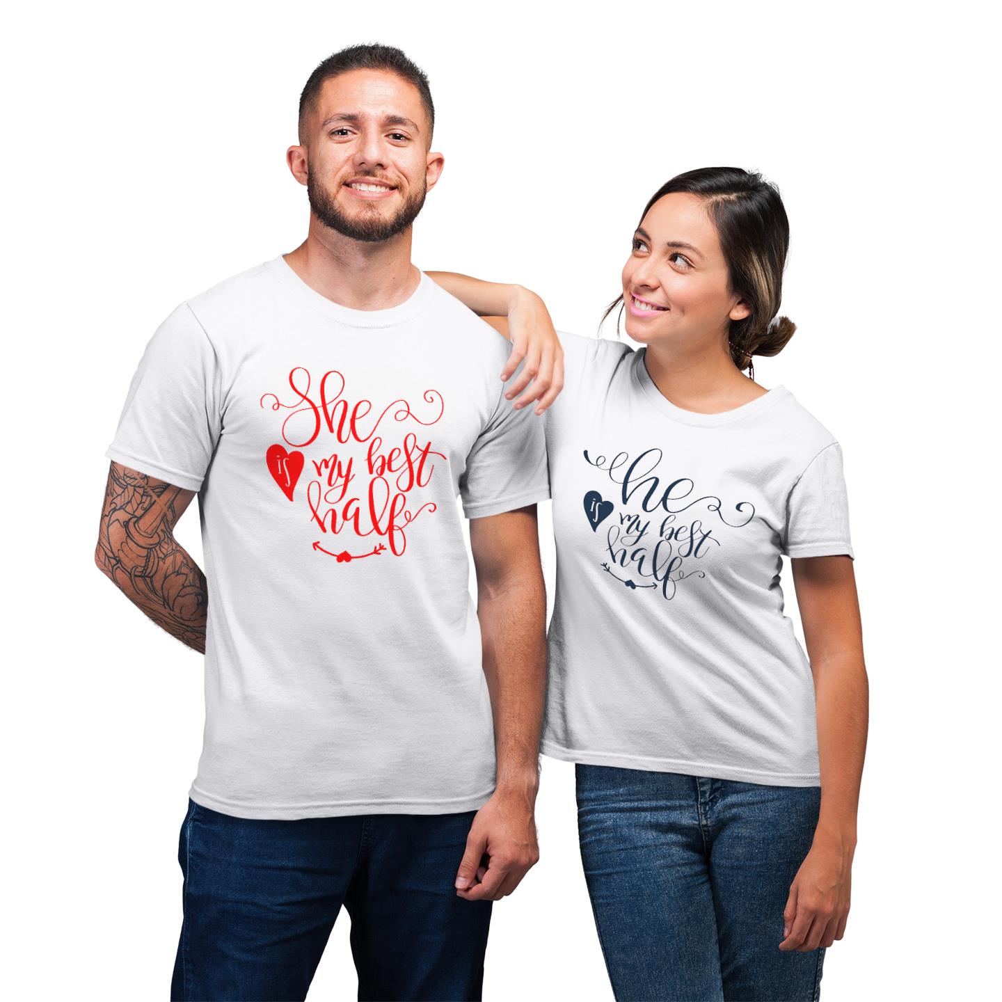 He She Is My Best Half Shirt For Couples Lover Matching T-shirt