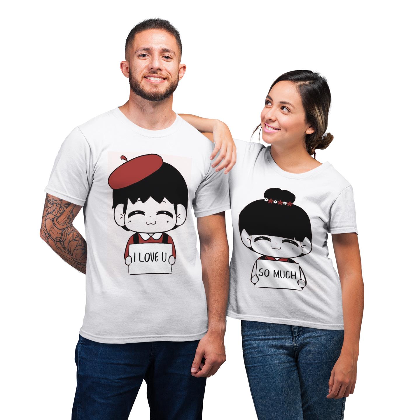 I Love You So Much Matching For Couple Love Cute Chibi Cartoon Funny T-Shirt I Love You So Much Matching For Couple Love Cute Chibi Cartoon Funny T-Shirt