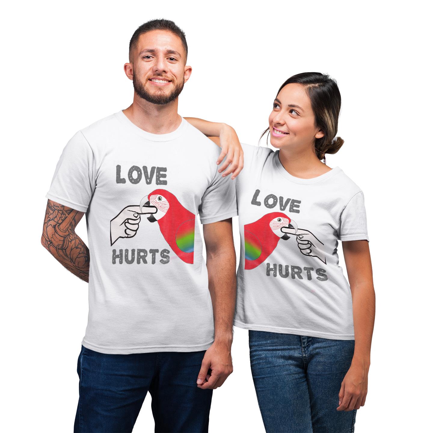 Love Hurts Parrot Shirt For Lover Matching Couples T-shirt Love Hurts Parrot Shirt For Lover Matching Couples T-shirt