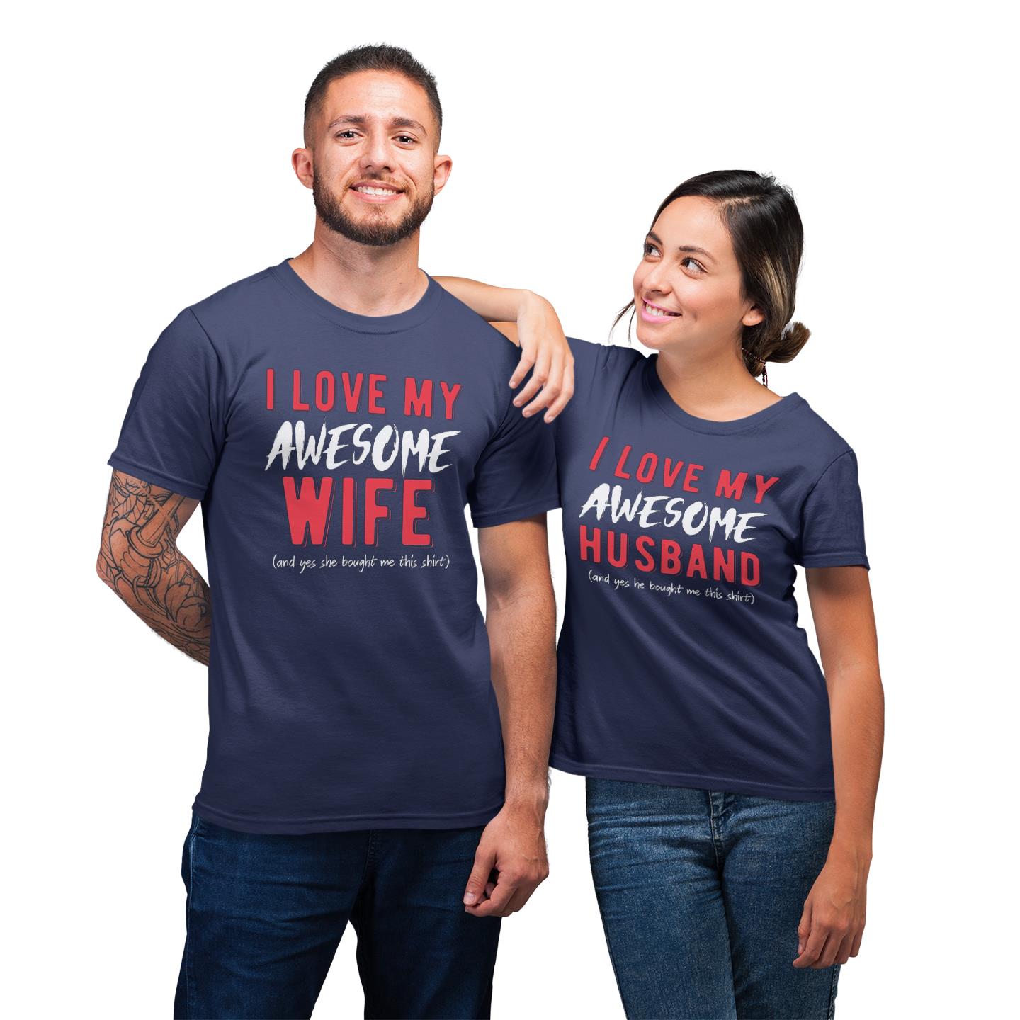 Matching For Couple I Love My Awesome Husband Wife Gift T-shirt Matching For Couple I Love My Awesome Husband Wife Gift T-shirt