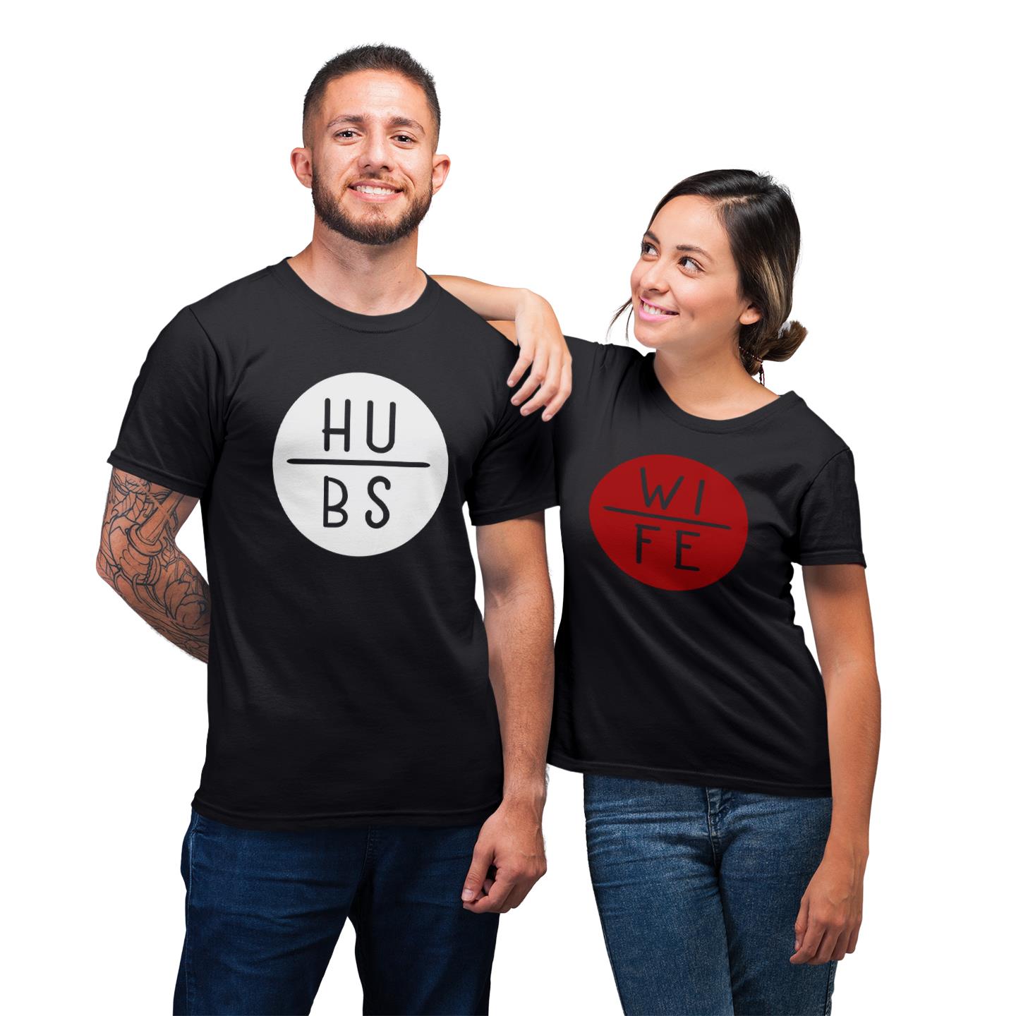 Matching For Couple Wife Hubs Husband and Wife Married Couple His Her Gift T-Shirt