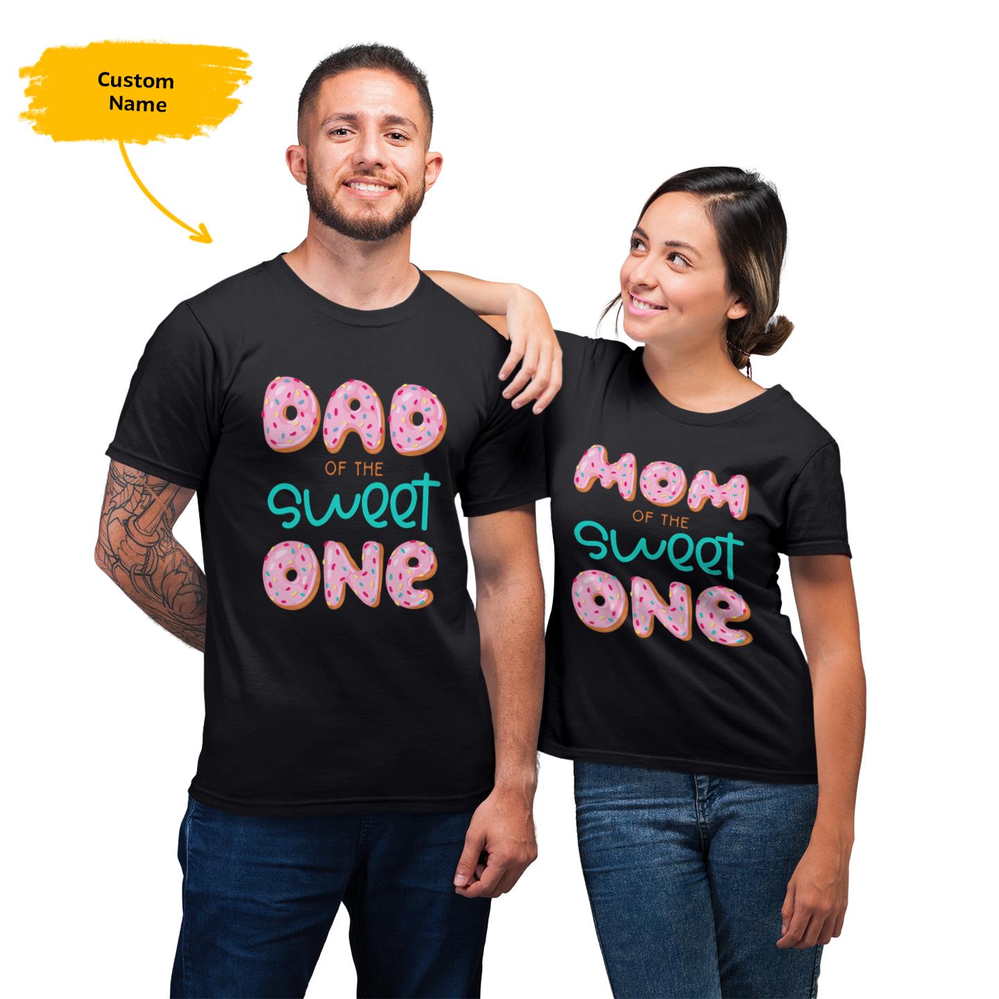 Personalized The Sweet Birthday Custom Name Donut Theme Cute T-Shirt For Couple