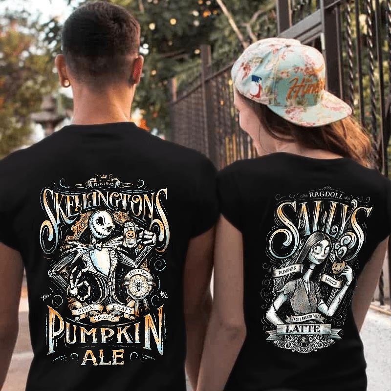 Skellingtons Pumpkin Ale & Sallys Latte For Matching Couple T-Shirt