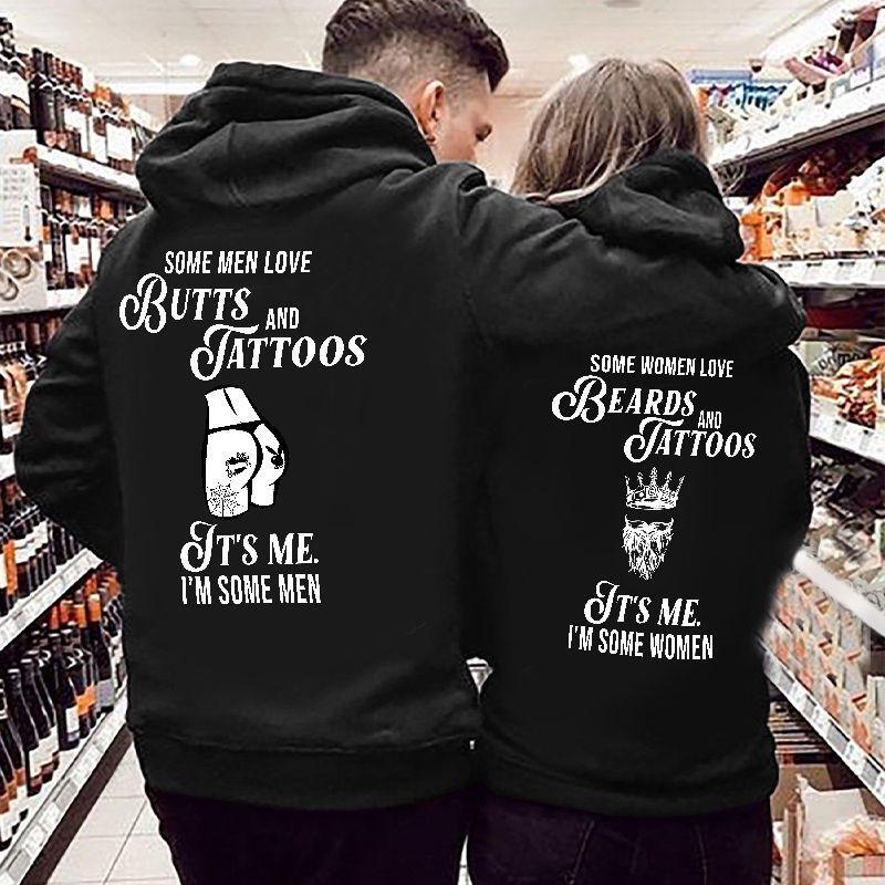 Some Man Love Butts And Tattoos/Some Woman Love Beard And Tattoos Hoodie For Matching Couple Some Man Love Butts And Tattoos/Some Woman Love Beard And Tattoos Hoodie For Matching Couple