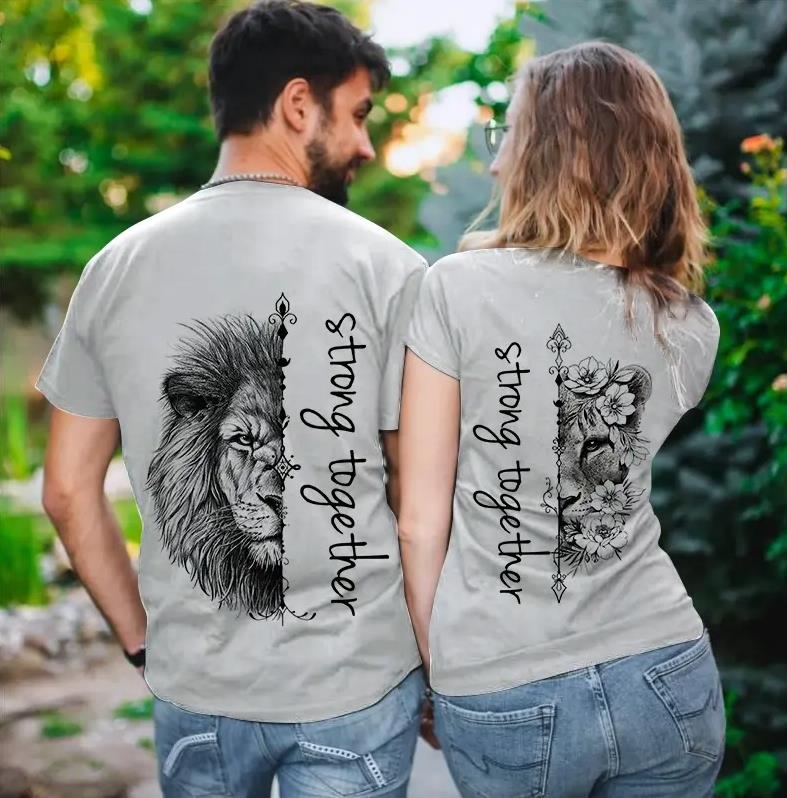 Strong Together Lion T-Shirt For Couple Lovers Strong Together Lion T-Shirt For Couple Lovers