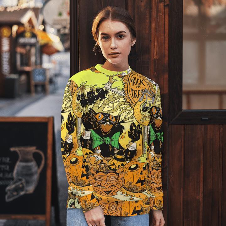Freaking Room Trick Or Treat Black Cat Pumpkin Spooky Halloween 3D Aop Sweatshirt 1 » Cool Gifts for You - Mfamilygift Freaking Room Trick Or Treat Black Cat Pumpkin Spooky Halloween 3D Aop Sweatshirt 1