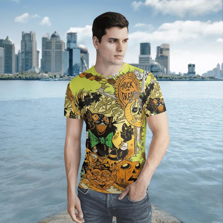 Freaking Room Trick Or Treat Black Cat Pumpkin Spooky Halloween 3D T-Shirt 1 » Cool Gifts for You - Mfamilygift Freaking Room Trick Or Treat Black Cat Pumpkin Spooky Halloween 3D T-Shirt 1