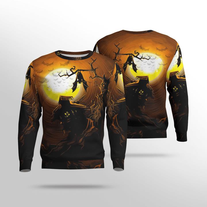 Full Moon Midnight Halloween Haunted House Spooky 3D Aop Sweatshirt