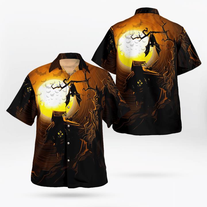 Full Moon Midnight Halloween Haunted House Spooky 3D Hawaii Shirt