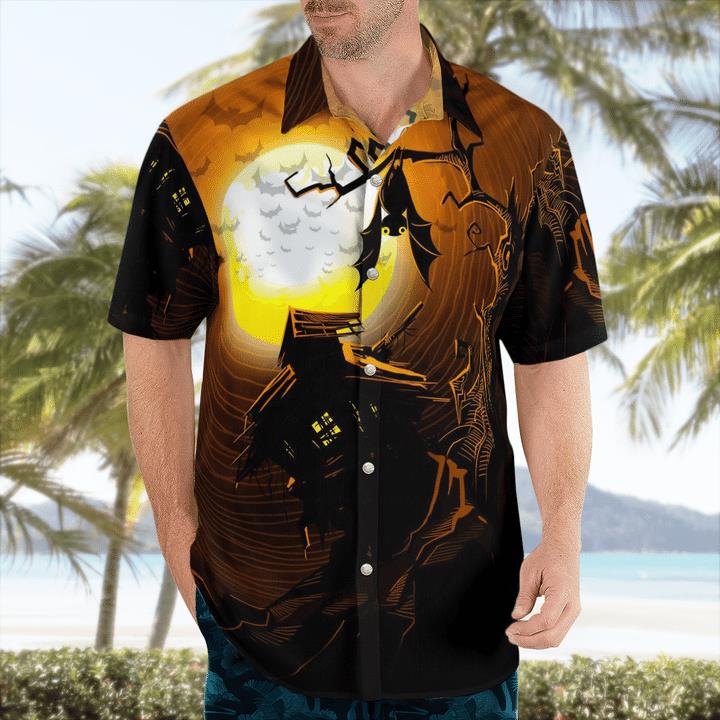 Full Moon Midnight Halloween Haunted House Spooky 3D Hawaii Shirt 1 » Cool Gifts for You - Mfamilygift Full Moon Midnight Halloween Haunted House Spooky 3D Hawaii Shirt 1