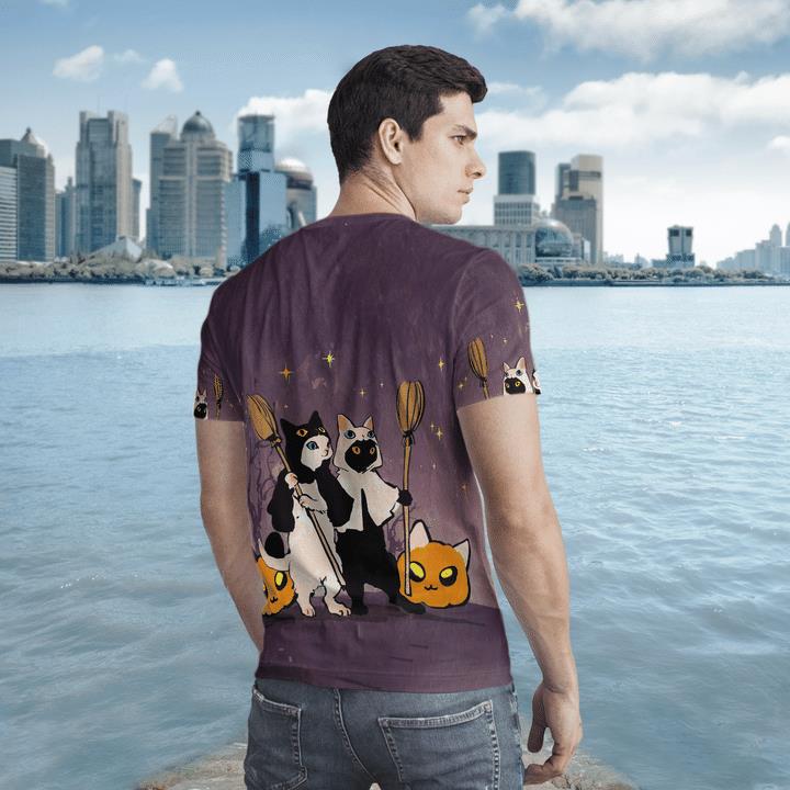 Funny Halloween Black And White Cats Witches Pumpcat 3D T-Shirt 2 » Cool Gifts for You - Mfamilygift Funny Halloween Black And White Cats Witches Pumpcat 3D T-Shirt 2