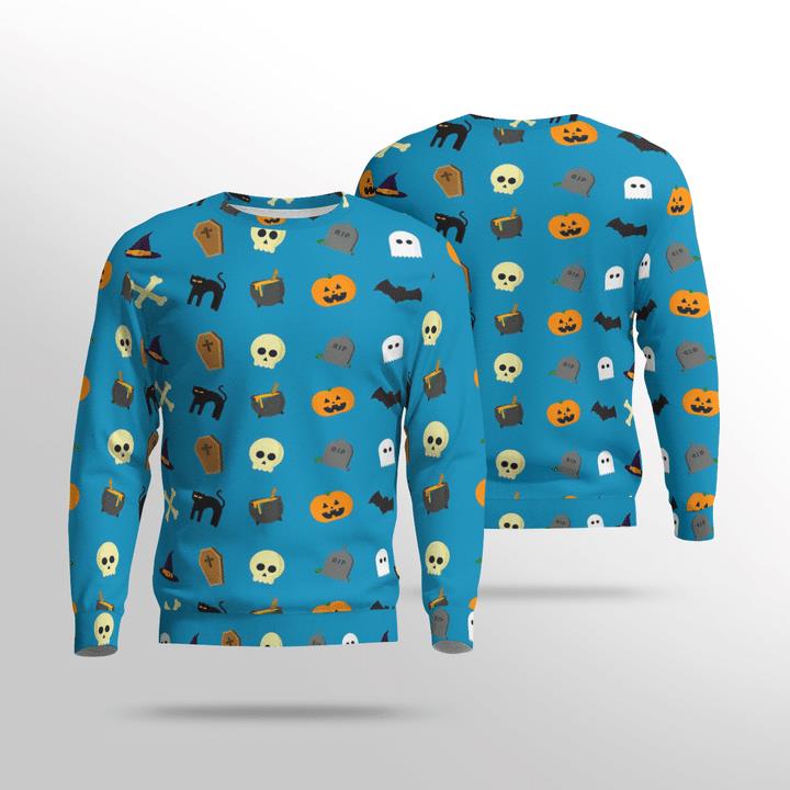 Funny Halloween Symbols Pumpkin Tomb Spooky 3D Aop Sweatshirt Funny Halloween Symbols Pumpkin Tomb Spooky 3D Aop Sweatshirt