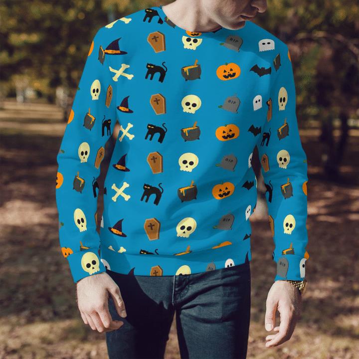 Funny Halloween Symbols Pumpkin Tomb Spooky 3D Aop Sweatshirt 2 » Cool Gifts for You - Mfamilygift Funny Halloween Symbols Pumpkin Tomb Spooky 3D Aop Sweatshirt 2