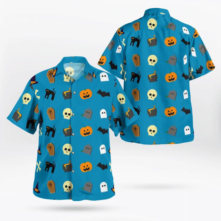 Funny Halloween Symbols Pumpkin Tomb Spooky 3D Hawaii Shirt Funny Halloween Symbols Pumpkin Tomb Spooky 3D Hawaii Shirt
