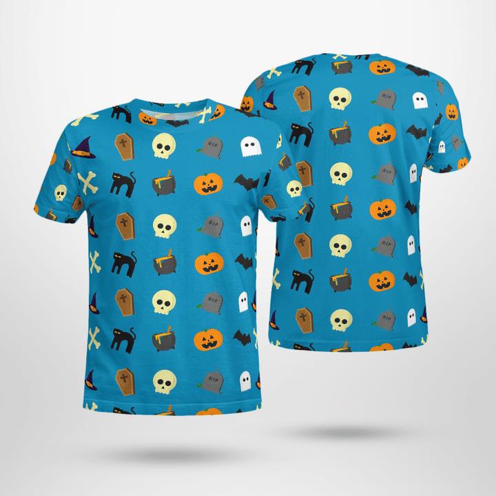 Funny Halloween Symbols Pumpkin Tomb Spooky 3D T-Shirt Funny Halloween Symbols Pumpkin Tomb Spooky 3D T-Shirt