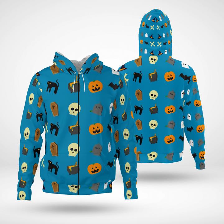 Funny Halloween Symbols Pumpkin Tomb Spooky 3D Zip Hoodies Funny Halloween Symbols Pumpkin Tomb Spooky 3D Zip Hoodies