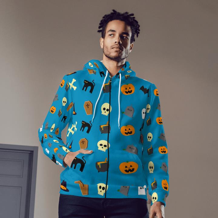 Funny Halloween Symbols Pumpkin Tomb Spooky 3D Zip Hoodies 1 » Cool Gifts for You - Mfamilygift Funny Halloween Symbols Pumpkin Tomb Spooky 3D Zip Hoodies 1