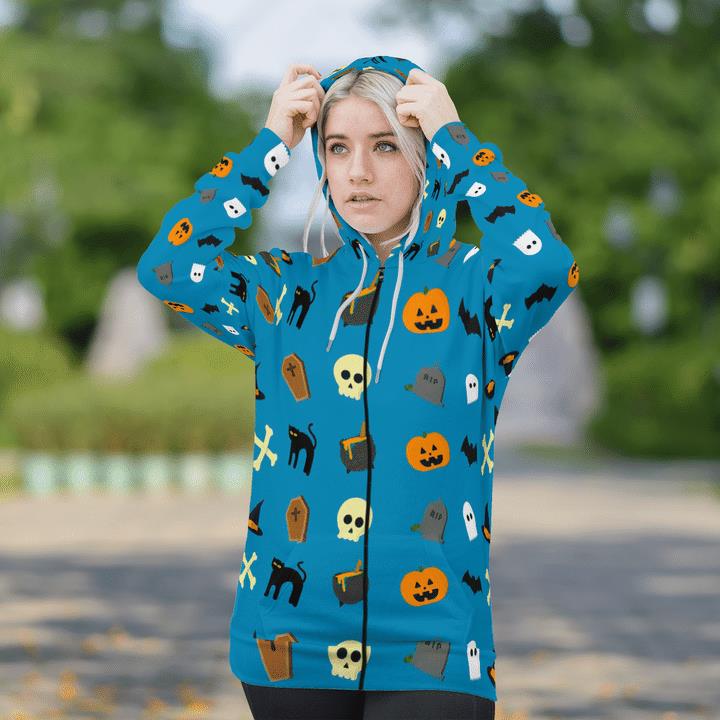 Funny Halloween Symbols Pumpkin Tomb Spooky 3D Zip Hoodies 2 » Cool Gifts for You - Mfamilygift Funny Halloween Symbols Pumpkin Tomb Spooky 3D Zip Hoodies 2