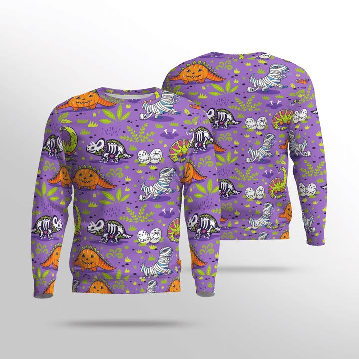 Funny Mummy Ghost Skeleton Dinosaur Happy Halloween Spooky 3D Aop Sweatshirt