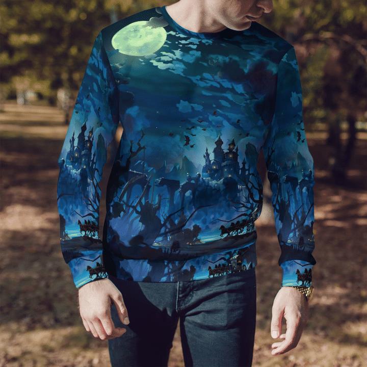 Gloomy Full Moon Night Haunted Castle Spooky 3D Aop Sweatshirt 2 » Cool Gifts for You - Mfamilygift Gloomy Full Moon Night Haunted Castle Spooky 3D Aop Sweatshirt 2