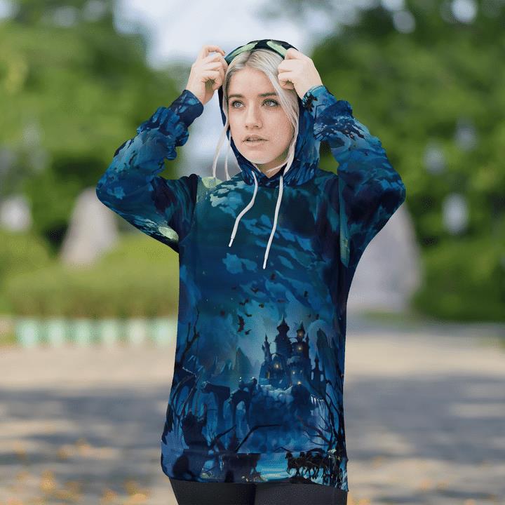 Gloomy Full Moon Night Haunted Castle Spooky 3D Hoodies 1 » Cool Gifts for You - Mfamilygift Gloomy Full Moon Night Haunted Castle Spooky 3D Hoodies 1