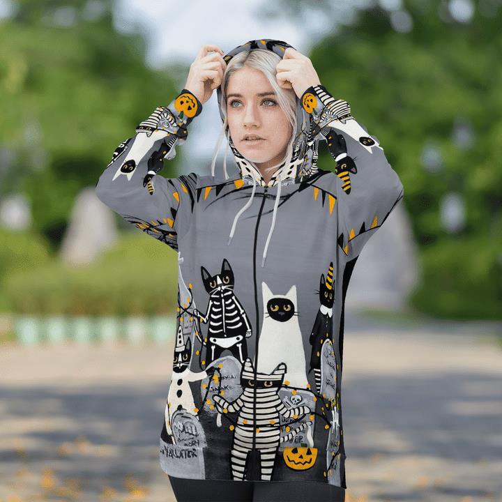 Graveyard At Night Cats Masquerade Ghost Mummy Skelecat Spooky 3D Zip Hoodies 2 » Cool Gifts for You - Mfamilygift Graveyard At Night Cats Masquerade Ghost Mummy Skelecat Spooky 3D Zip Hoodies 2
