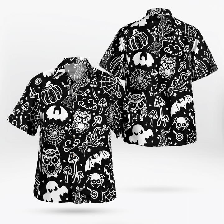Halloween Animals Symbols Scarry Night Black 3D Hawaii Shirt Halloween Animals Symbols Scarry Night Black 3D Hawaii Shirt