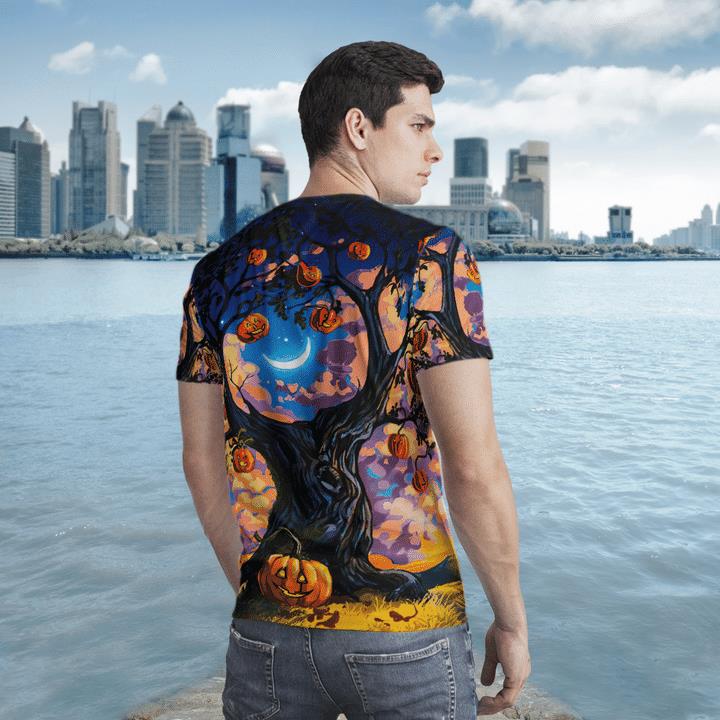 Halloween Crescent Moon Night Haunted Tree Pumpkin 3D T-Shirt 2 » Cool Gifts for You - Mfamilygift Halloween Crescent Moon Night Haunted Tree Pumpkin 3D T-Shirt 2