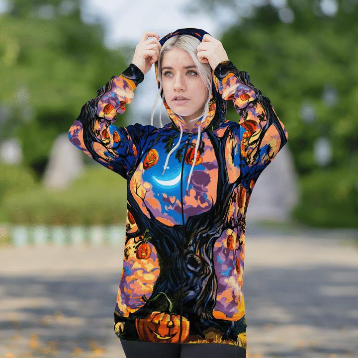 Halloween Crescent Moon Night Haunted Tree Pumpkin 3D Zip Hoodies 2 » Cool Gifts for You - Mfamilygift Halloween Crescent Moon Night Haunted Tree Pumpkin 3D Zip Hoodies 2