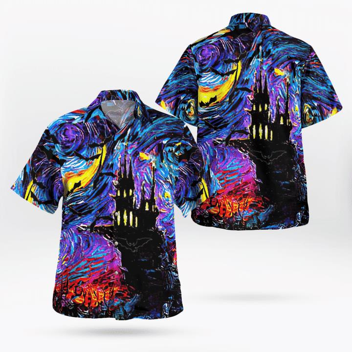 Halloween Haunted Castle In Starry Night Spooky 3D Hawaii Shirt