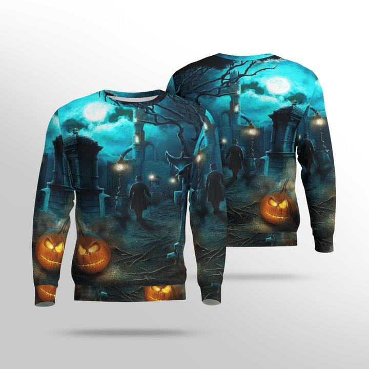 Halloween Midnight Gentleman Pumpkin Spooky 3D Aop Sweatshirt