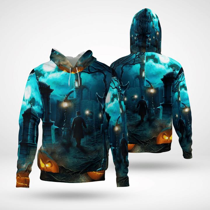 Halloween Midnight Gentleman Pumpkin Spooky 3D Hoodies