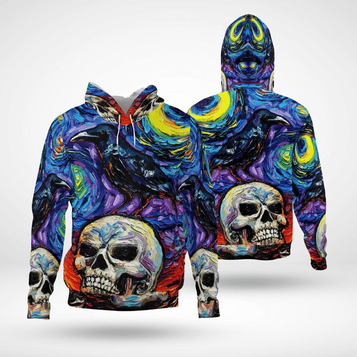 Halloween Scary Skull In Starry Night Spooky 3D Hoodies