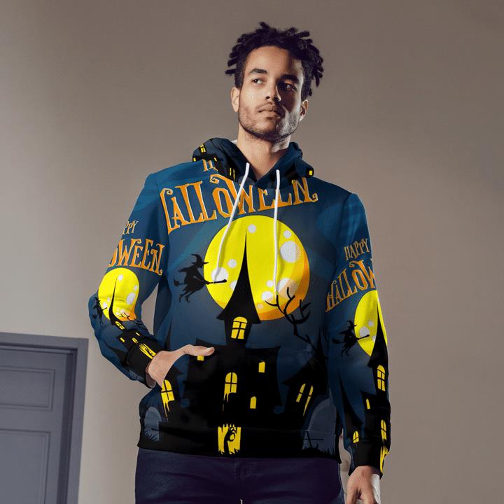 Happy Halloween Golden Moon Night Haunted House Spooky 3D Hoodies 2 » Cool Gifts for You - Mfamilygift Happy Halloween Golden Moon Night Haunted House Spooky 3D Hoodies 2