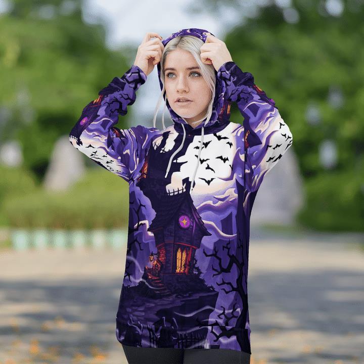Haunted House At Full Moon Night Bat Rising Spooky 3D Hoodies 1 » Cool Gifts for You - Mfamilygift Haunted House At Full Moon Night Bat Rising Spooky 3D Hoodies 1