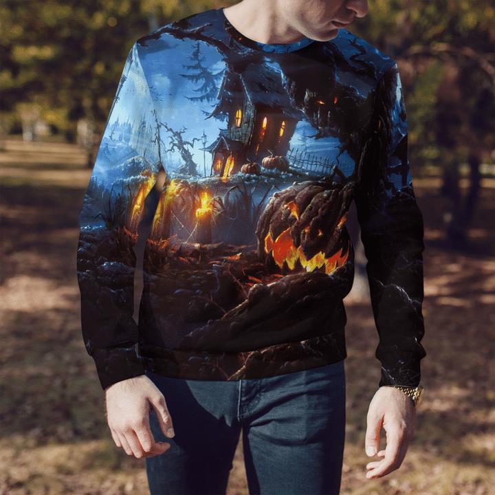 Haunted Land At Night Scary Spooky Tree Pumpkin 3D Aop Sweatshirt 2 » Cool Gifts for You - Mfamilygift Haunted Land At Night Scary Spooky Tree Pumpkin 3D Aop Sweatshirt 2