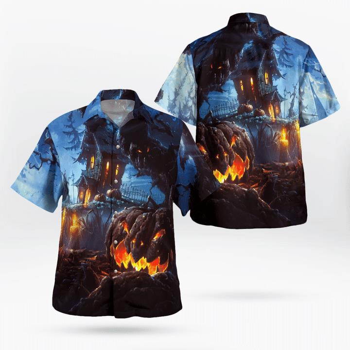 Haunted Land At Night Scary Spooky Tree Pumpkin 3D Hawaii Shirt Haunted Land At Night Scary Spooky Tree Pumpkin 3D Hawaii Shirt