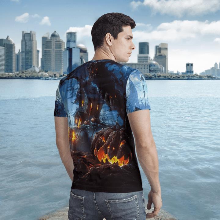 Haunted Land At Night Scary Spooky Tree Pumpkin 3D T-Shirt 2 » Cool Gifts for You - Mfamilygift Haunted Land At Night Scary Spooky Tree Pumpkin 3D T-Shirt 2