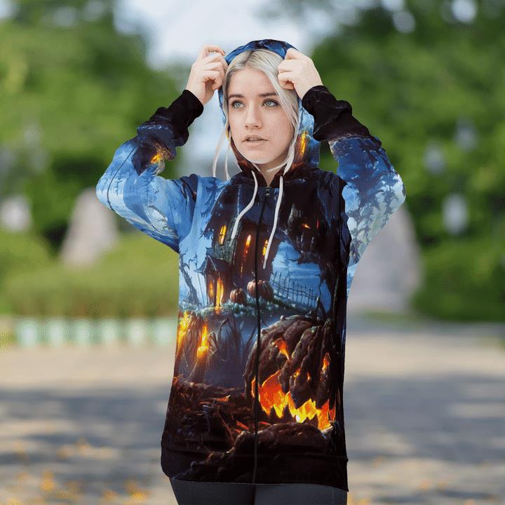Haunted Land At Night Scary Spooky Tree Pumpkin 3D Zip Hoodies 2 » Cool Gifts for You - Mfamilygift Haunted Land At Night Scary Spooky Tree Pumpkin 3D Zip Hoodies 2