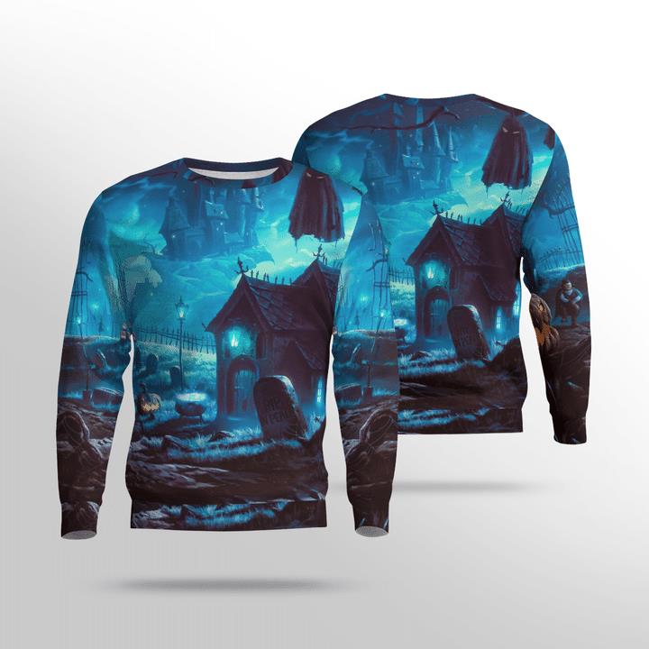 Headstone Rip In Peace Haunted Castle Spooky Halloween 3D Aop Sweatshirt Headstone Rip In Peace Haunted Castle Spooky Halloween 3D Aop Sweatshirt