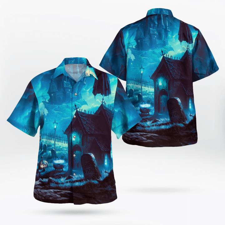 Headstone Rip In Peace Haunted Castle Spooky Halloween 3D Hawaii Shirt