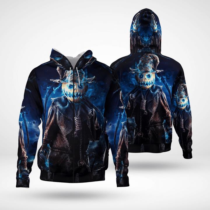 Jack-O-Lantern Grim Pumpkin Hunter Halloween 3D Zip Hoodies