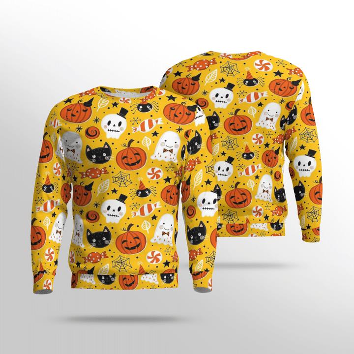 Lovey Cute Halloween Symbols Ghost Spider Pumpkin Spooky Party 3D Aop Sweatshirt