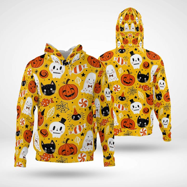 Lovey Cute Halloween Symbols Ghost Spider Pumpkin Spooky Party 3D Hoodies