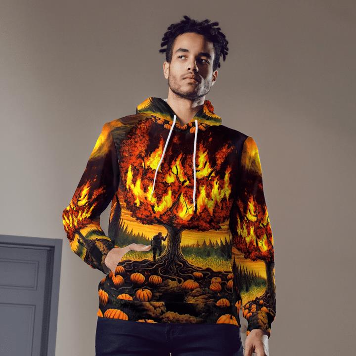 Scary Burning Tree Smiling Spooky Pumpkin Halloween 3D Hoodies 2 » Cool Gifts for You - Mfamilygift Scary Burning Tree Smiling Spooky Pumpkin Halloween 3D Hoodies 2