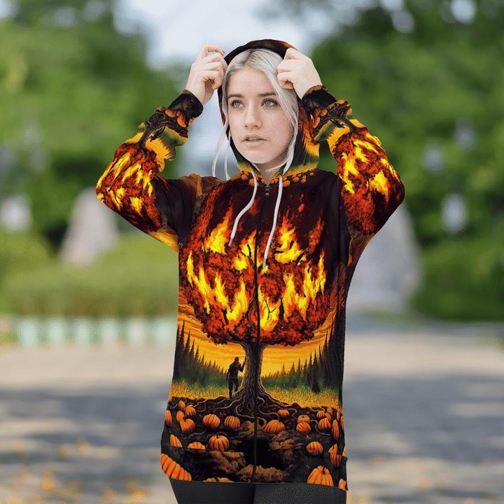 Scary Burning Tree Smiling Spooky Pumpkin Halloween 3D Zip Hoodies 2 » Cool Gifts for You - Mfamilygift Scary Burning Tree Smiling Spooky Pumpkin Halloween 3D Zip Hoodies 2