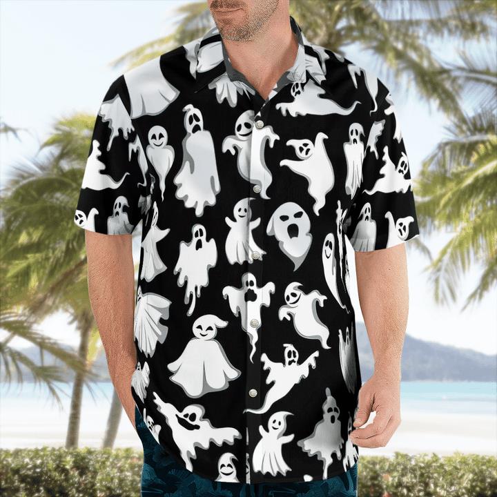 Scary Cute White Ghost Spooky Halloween 3D Hawaii Shirt 1 » Cool Gifts for You - Mfamilygift Scary Cute White Ghost Spooky Halloween 3D Hawaii Shirt 1