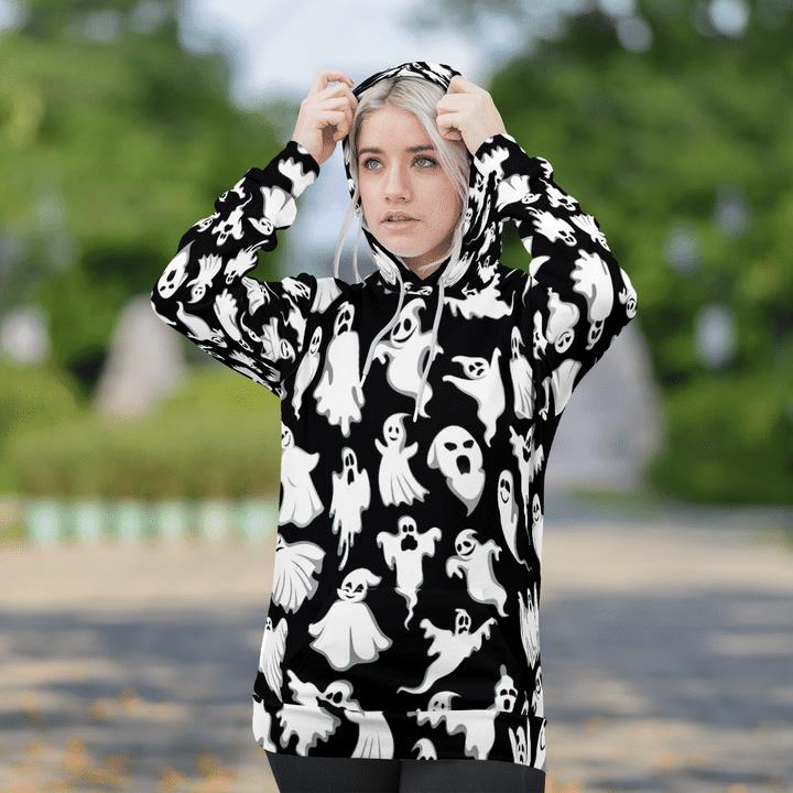 Scary Cute White Ghost Spooky Halloween 3D Hoodies 1 » Cool Gifts for You - Mfamilygift Scary Cute White Ghost Spooky Halloween 3D Hoodies 1
