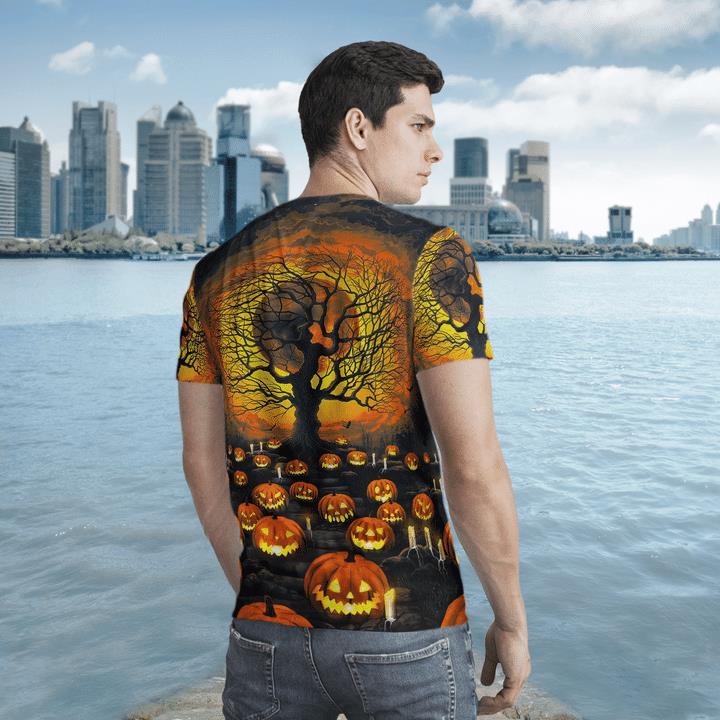 Scary Full Moon Night Pumpkin Yard Spooky Halloween 3D T-Shirt 2 » Cool Gifts for You - Mfamilygift Scary Full Moon Night Pumpkin Yard Spooky Halloween 3D T-Shirt 2